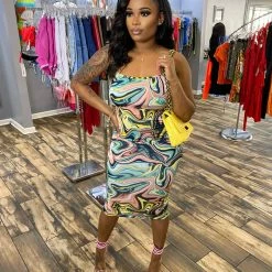 Head Over Heels: All In One Boutique Wavy Dress- Multi Apparel