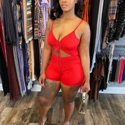 Head Over Heels: All In One Boutique Apparel Meg Romper- Red