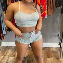 Head Over Heels: All In One Boutique Paisley Short Set- Grey Apparel