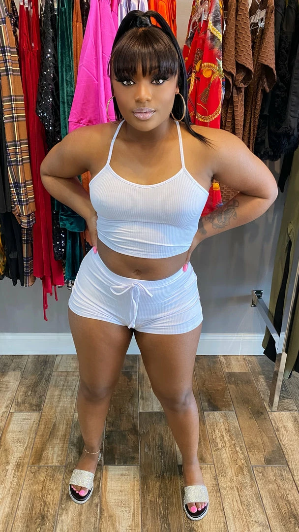 Head Over Heels: All In One Boutique Paisley Short Set- White